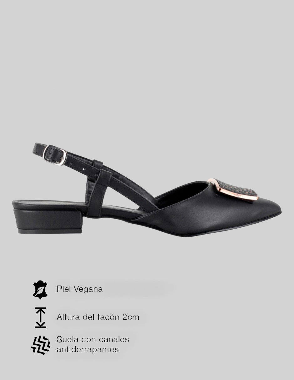 Flats puntales Onne en Piel vegana – Negro