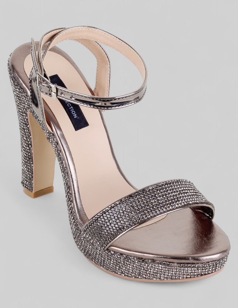 Sandalia con tacón Exterior Sintético Color Negro Para Mujer De RBCOLLECTION