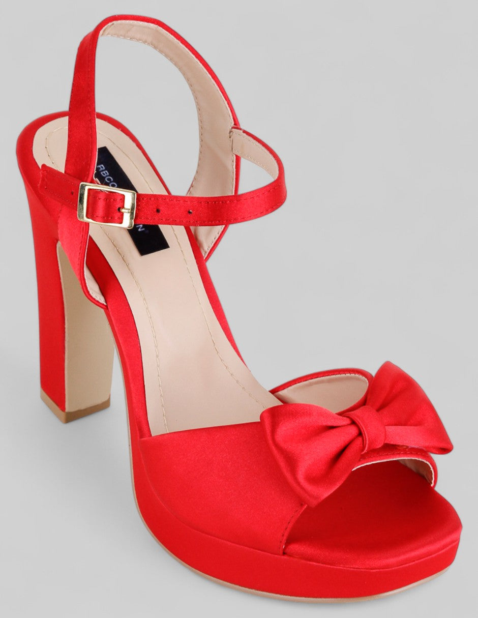 Sandalia con tacón Exterior Textil Color Rojo Para Mujer De RBCOLLECTION