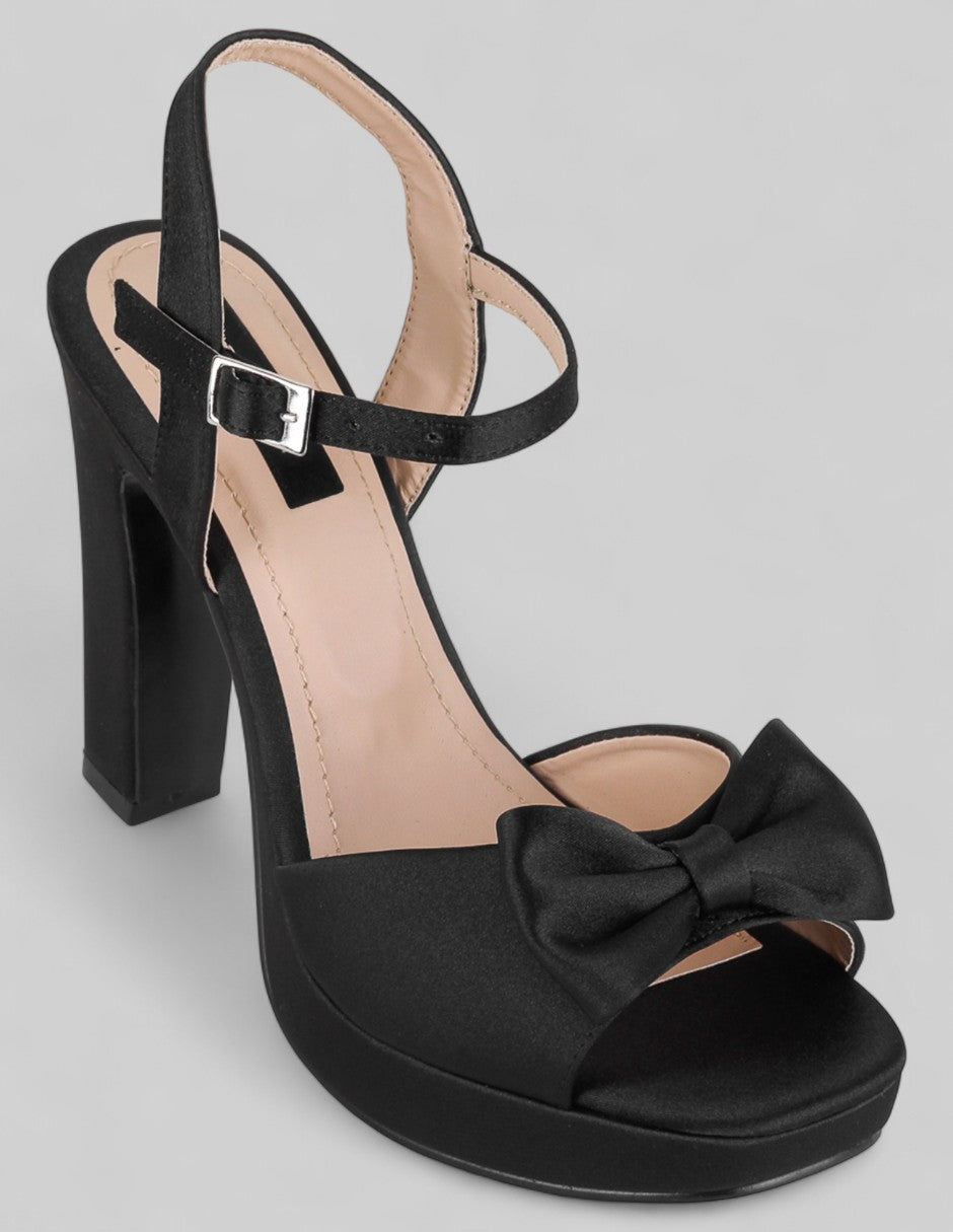 Sandalia con tacón Exterior Textil Color Negro Para Mujer De RBCOLLECTION