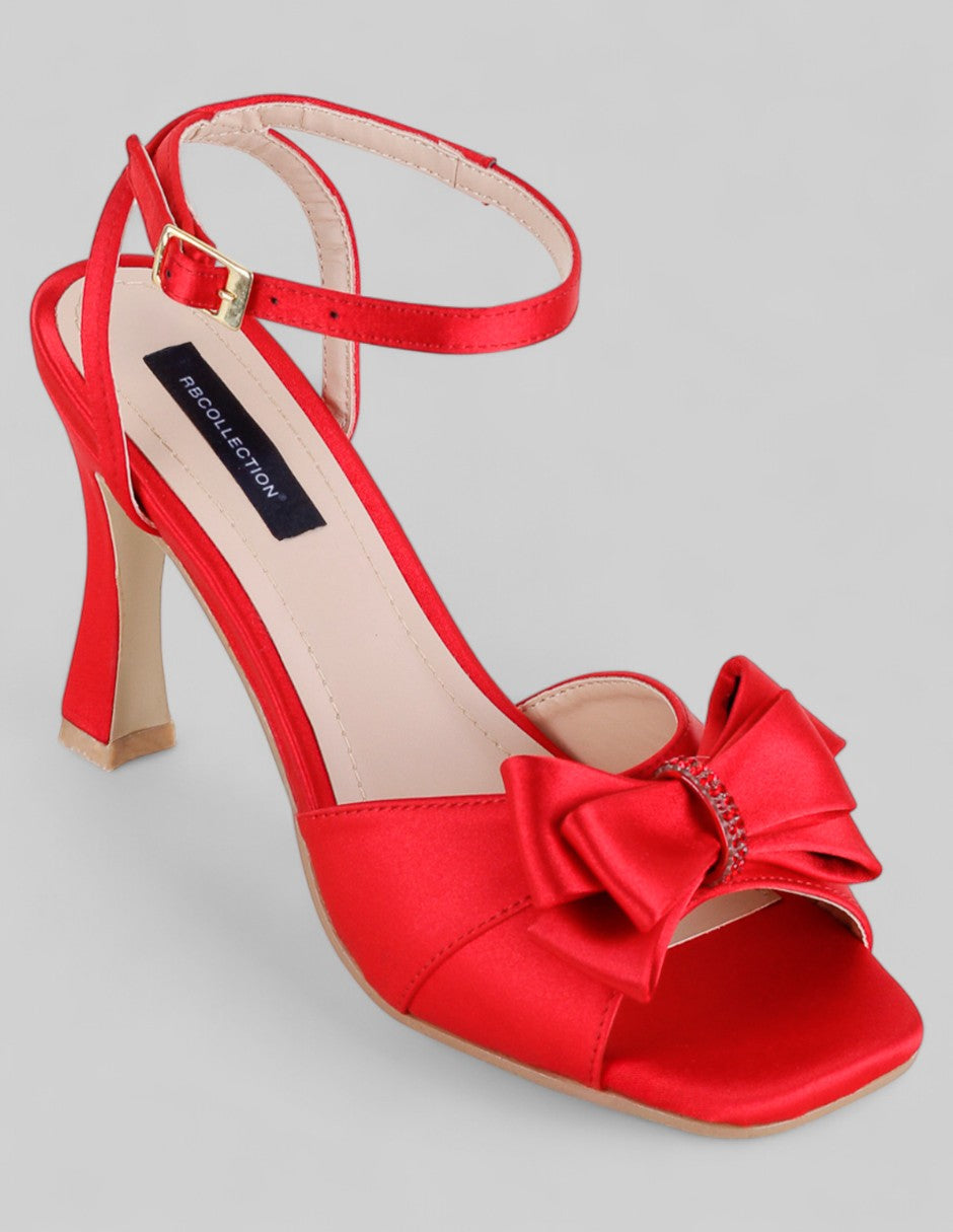 Sandalia con tacón Exterior Textil Color Rojo Para Mujer De RBCOLLECTION