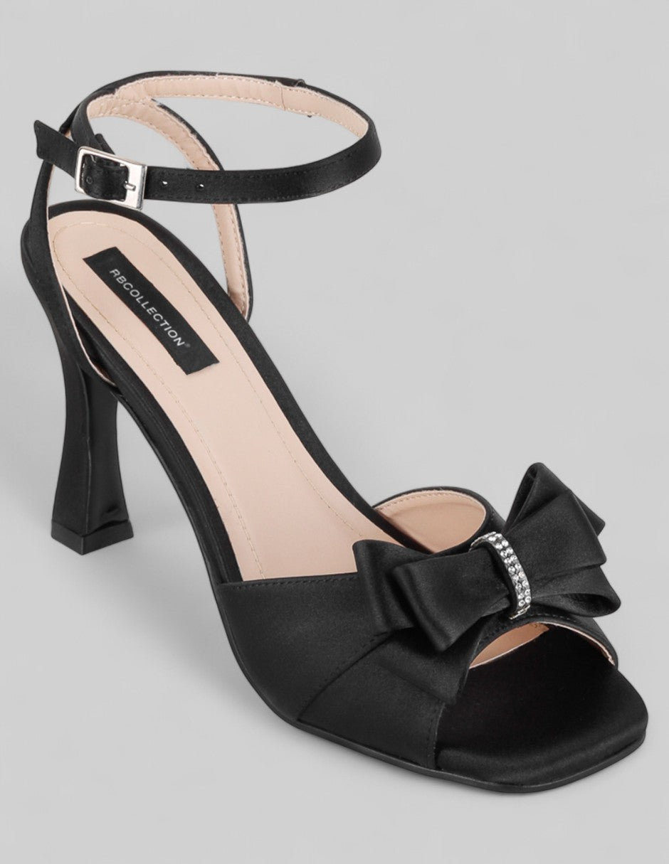 Sandalia con tacón Exterior Textil Color Negro Para Mujer De RBCOLLECTION