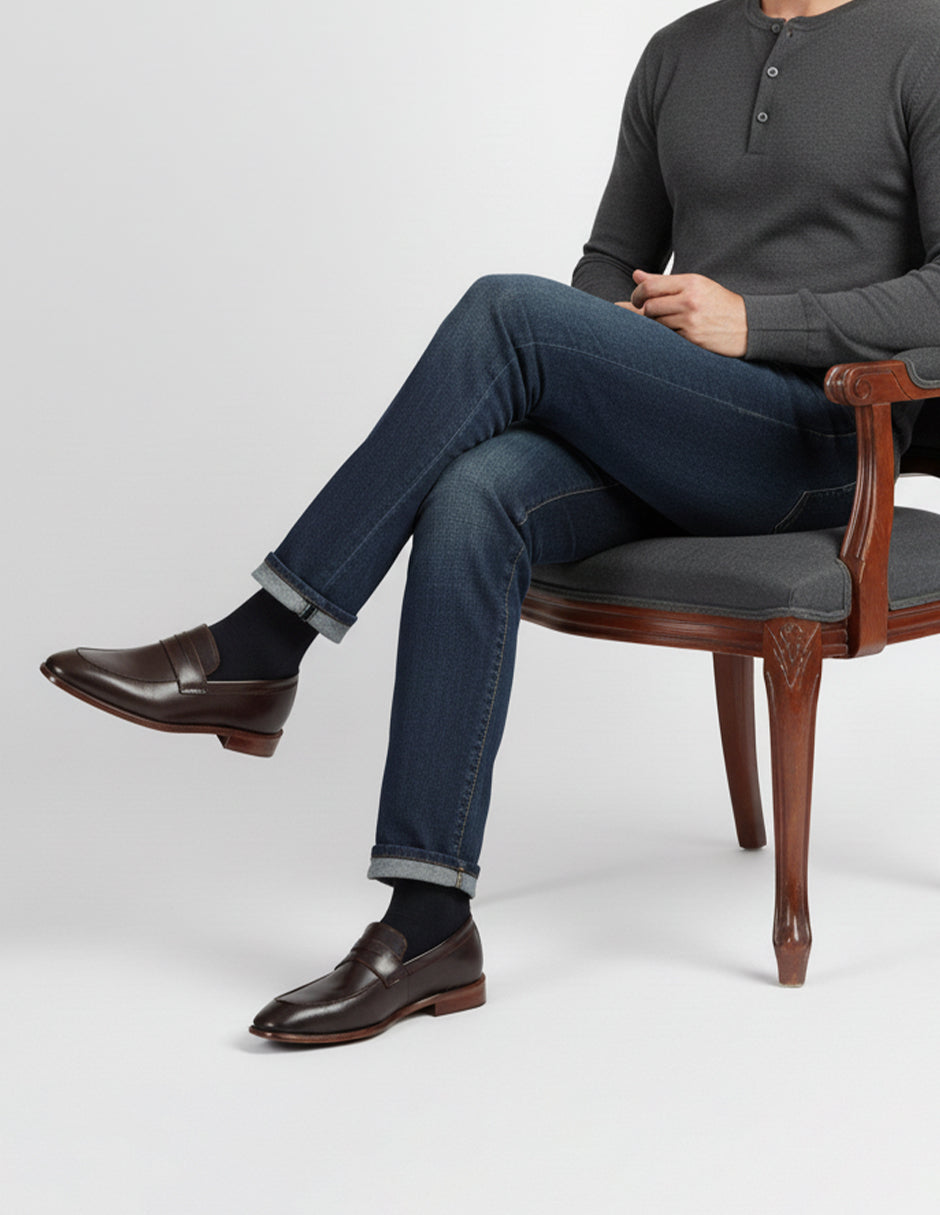 Mocasines Signature line en Piel – Café