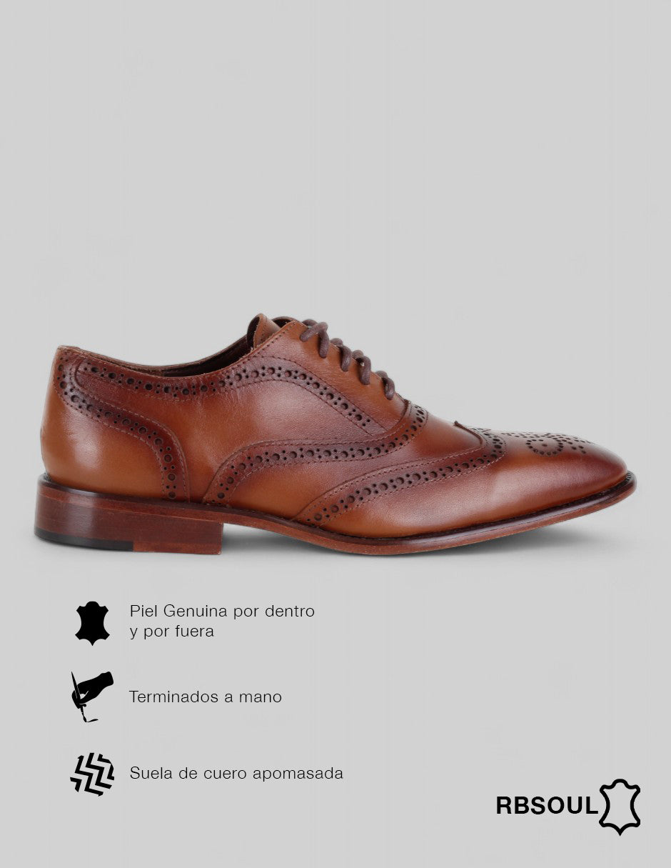 Zapatos de vestir Wingtip en Piel – Café