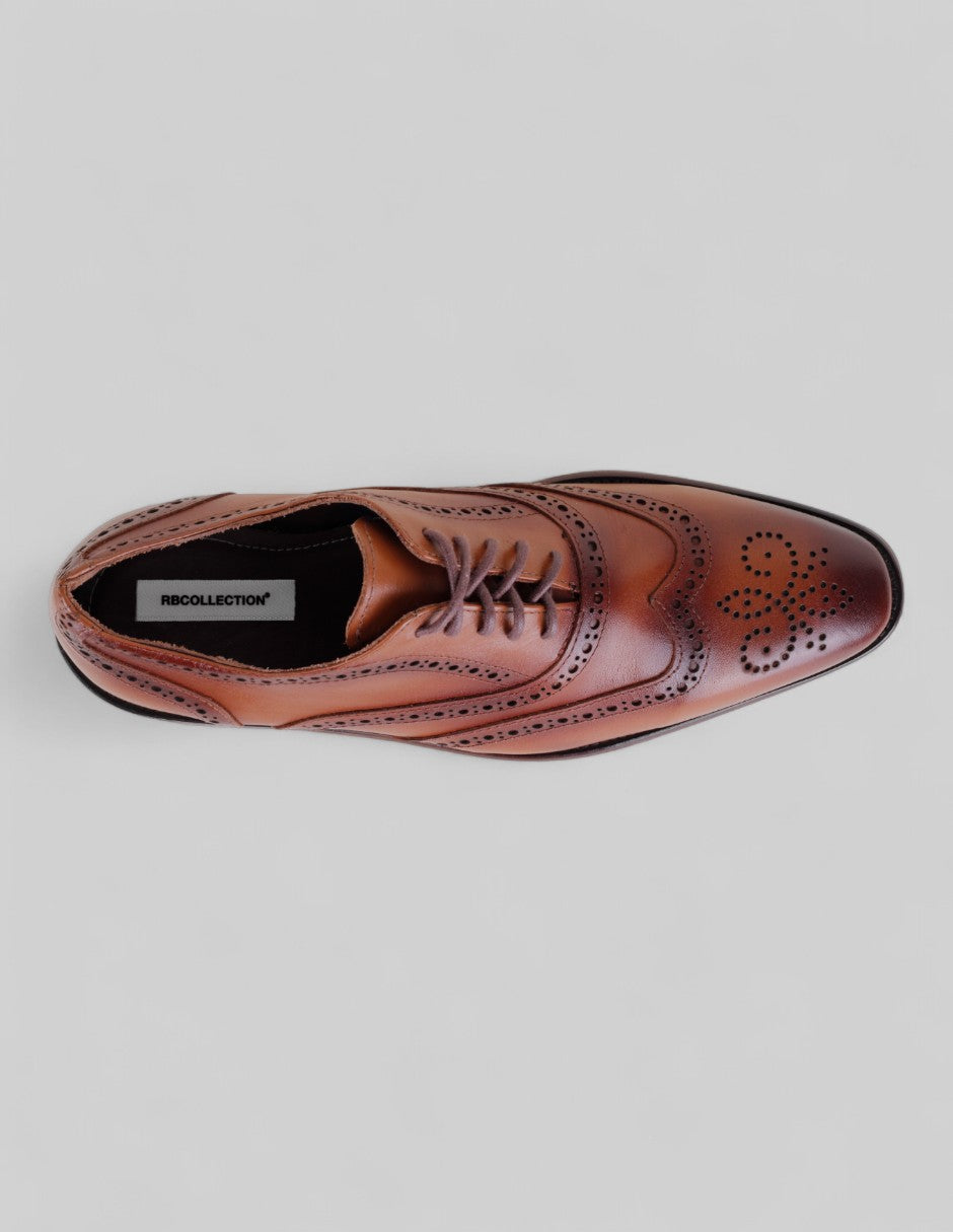 Zapatos de vestir Wingtip en Piel – Café