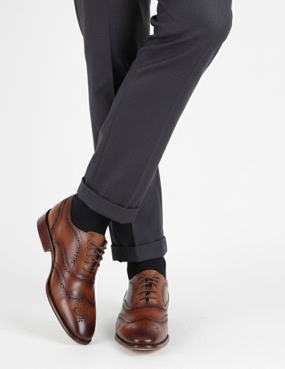 Zapatos de vestir Wingtip en Piel – Café