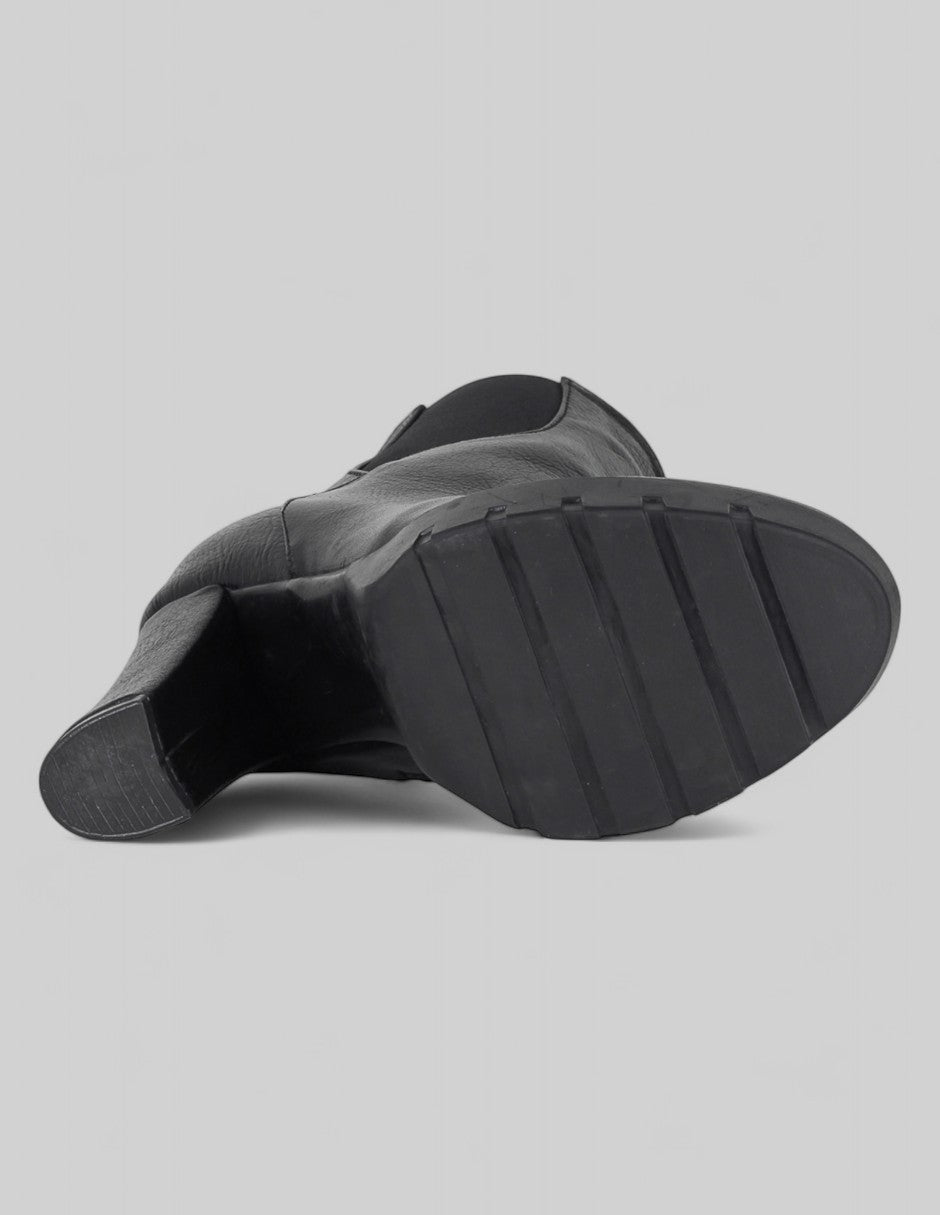 Botín con tacón Signature Line en Piel – Negro