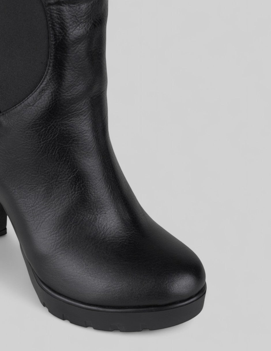 Botín con tacón Signature Line en Piel – Negro