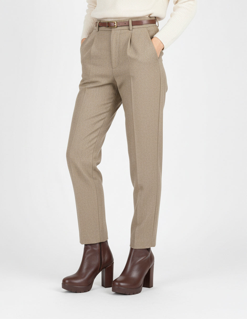 Botín con tacón Signature Line en Piel – Café