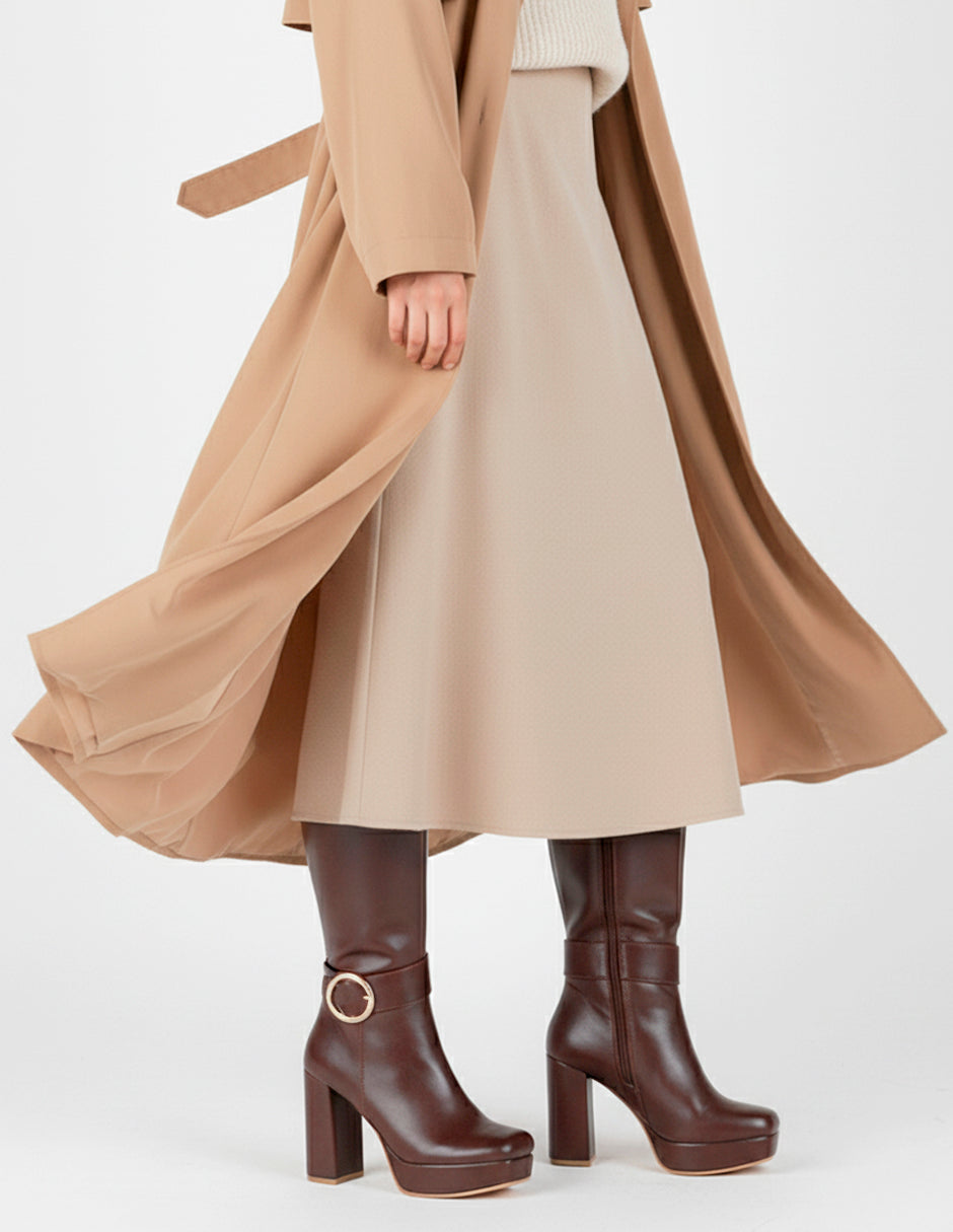 Botas altas Drop Day en Piel vegana – Café