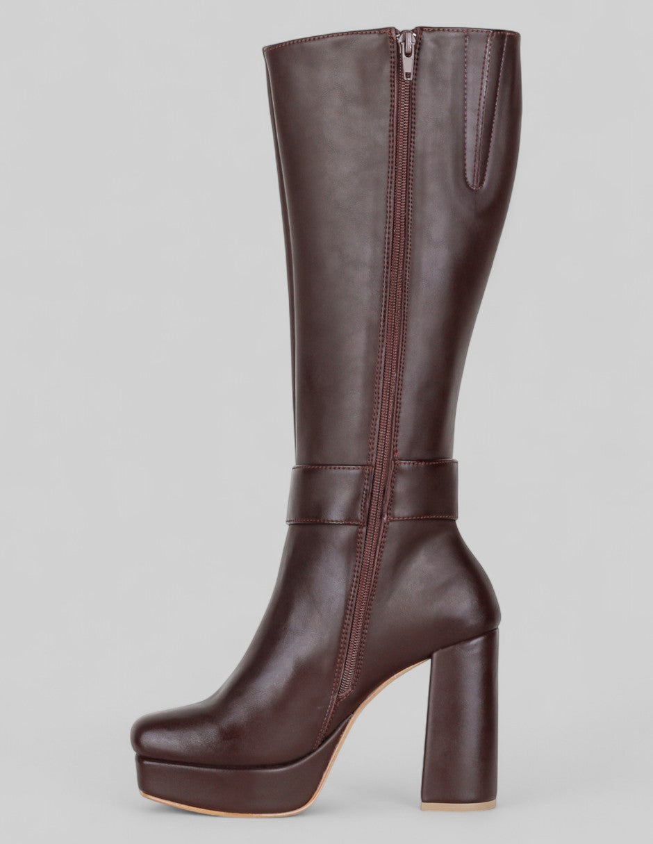 Botas altas Drop Day en Piel vegana – Café