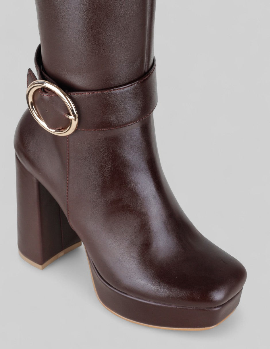 Botas altas Drop Day en Piel vegana – Café