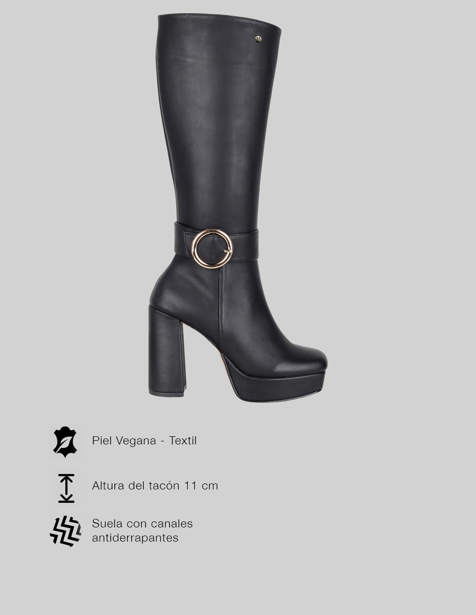 Botas altas Drop Day en Piel vegana – Negro
