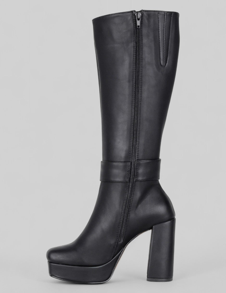 Botas altas Drop Day en Piel vegana – Negro