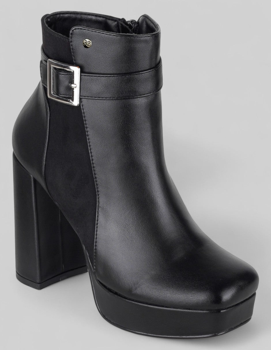 Botín con tacón Exterior Piel vegana Color Negro Para Mujer De RBCOLLECTION