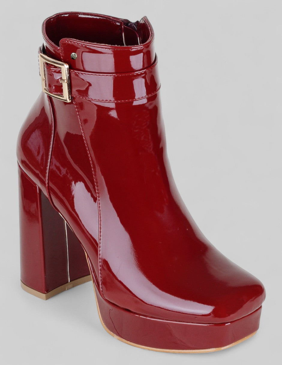 Botín con tacón Exterior Charol Color Rojo Para Mujer De RBCOLLECTION
