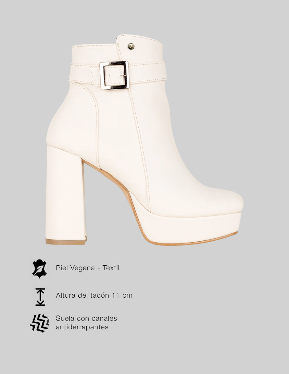 Botín con tacón Drop Day en Piel vegana – blanco