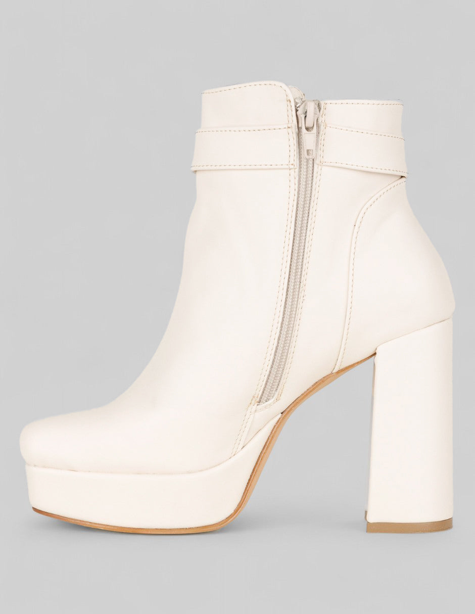 Botín con tacón Drop Day en Piel vegana – blanco