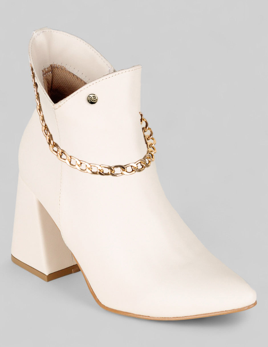 Botín con tacón Exterior Piel vegana Color Blanco Para Mujer De RBCOLLECTION
