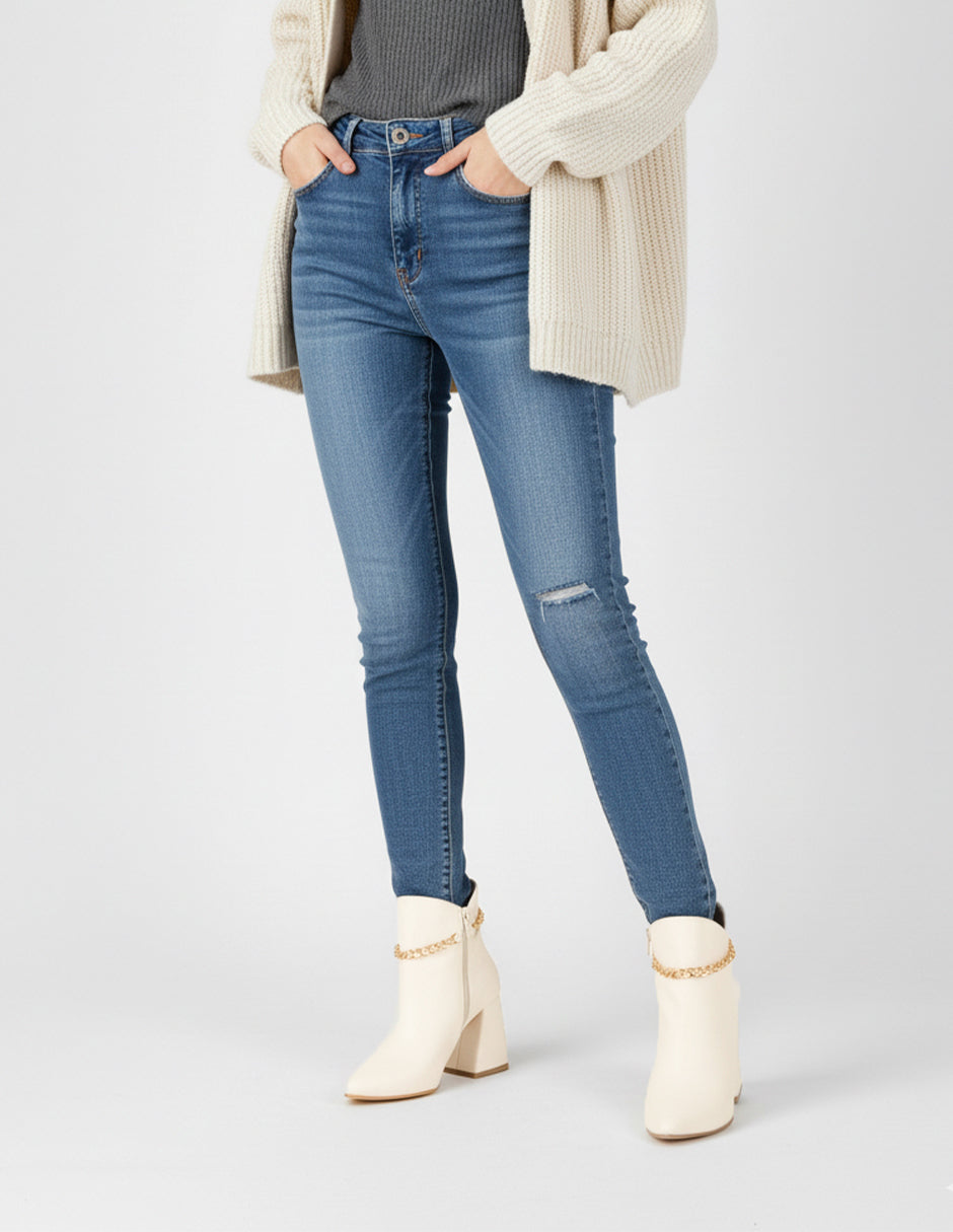 Botín con tacón Drop Day en Piel vegana – blanco