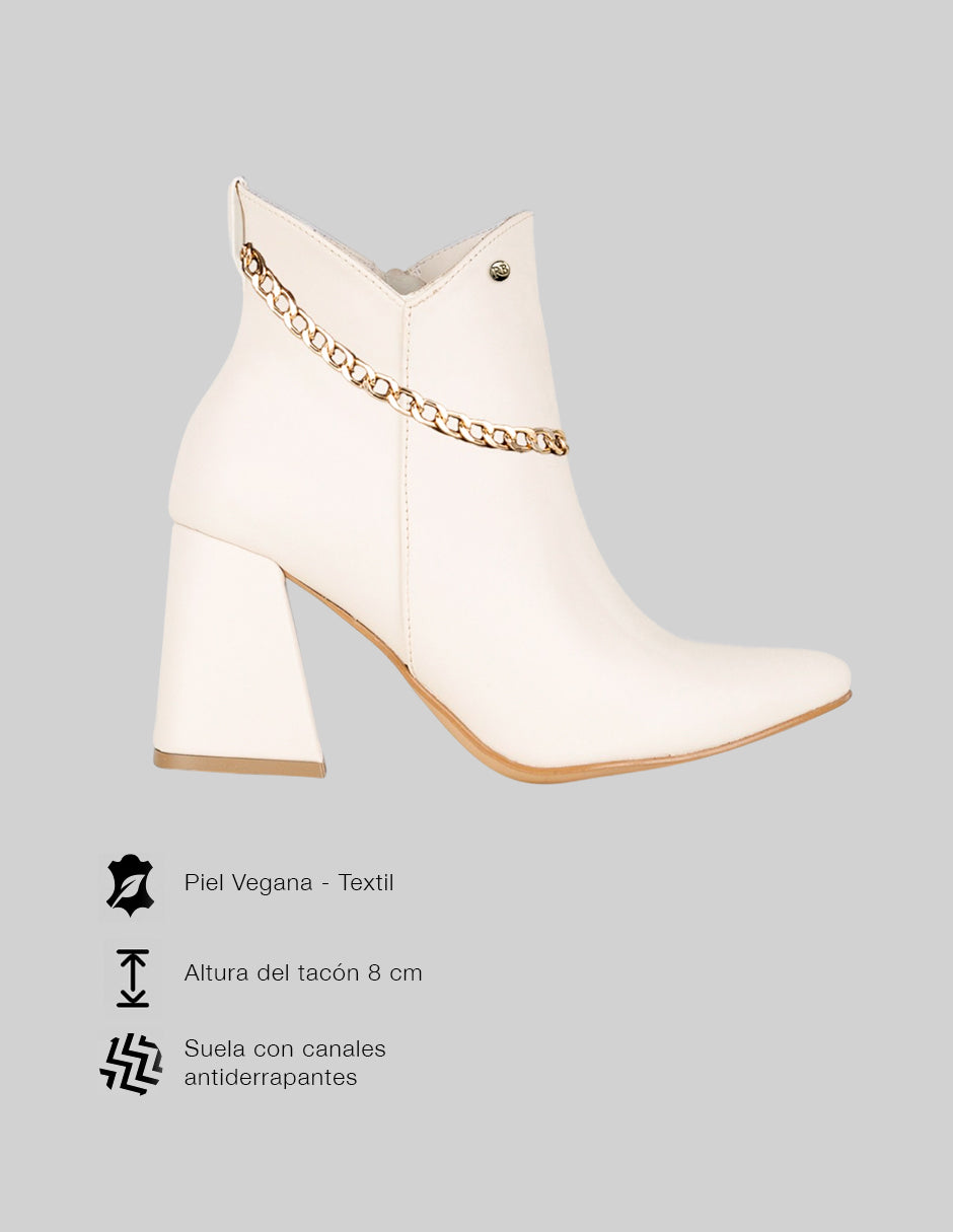 Botín con tacón Drop Day en Piel vegana – blanco