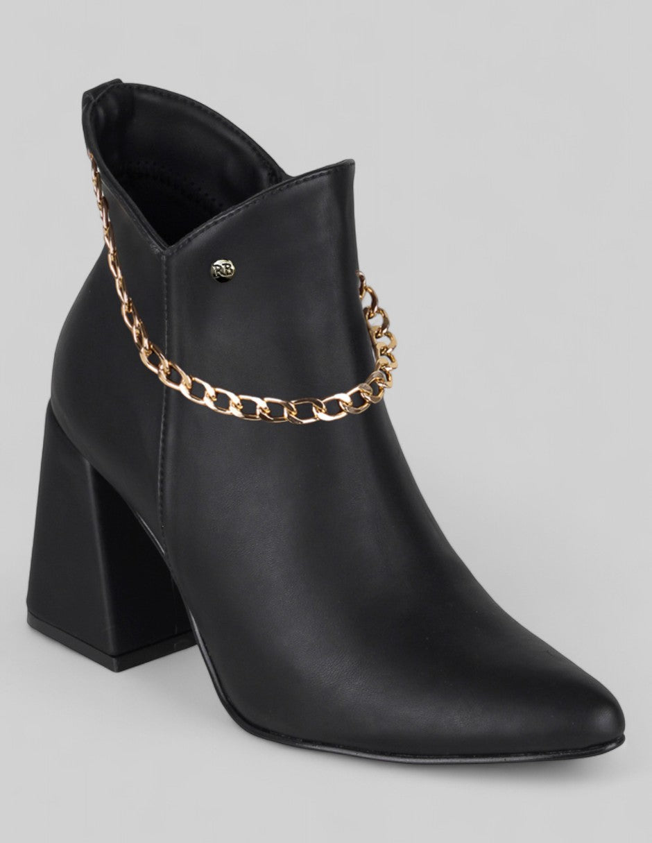 Botín con tacón Exterior Piel vegana Color Negro Para Mujer De RBCOLLECTION