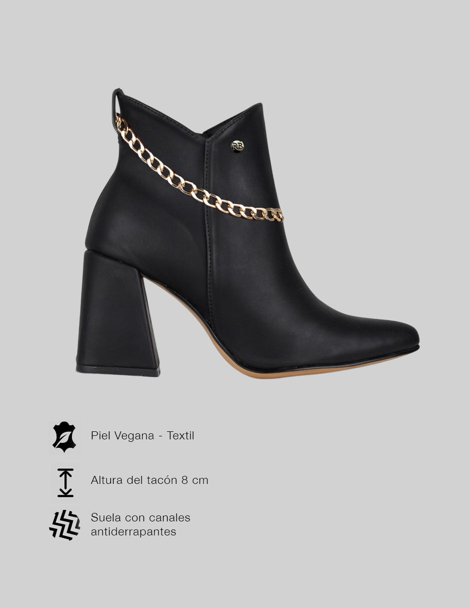 Botín con tacón Drop Day en Piel vegana – Negro
