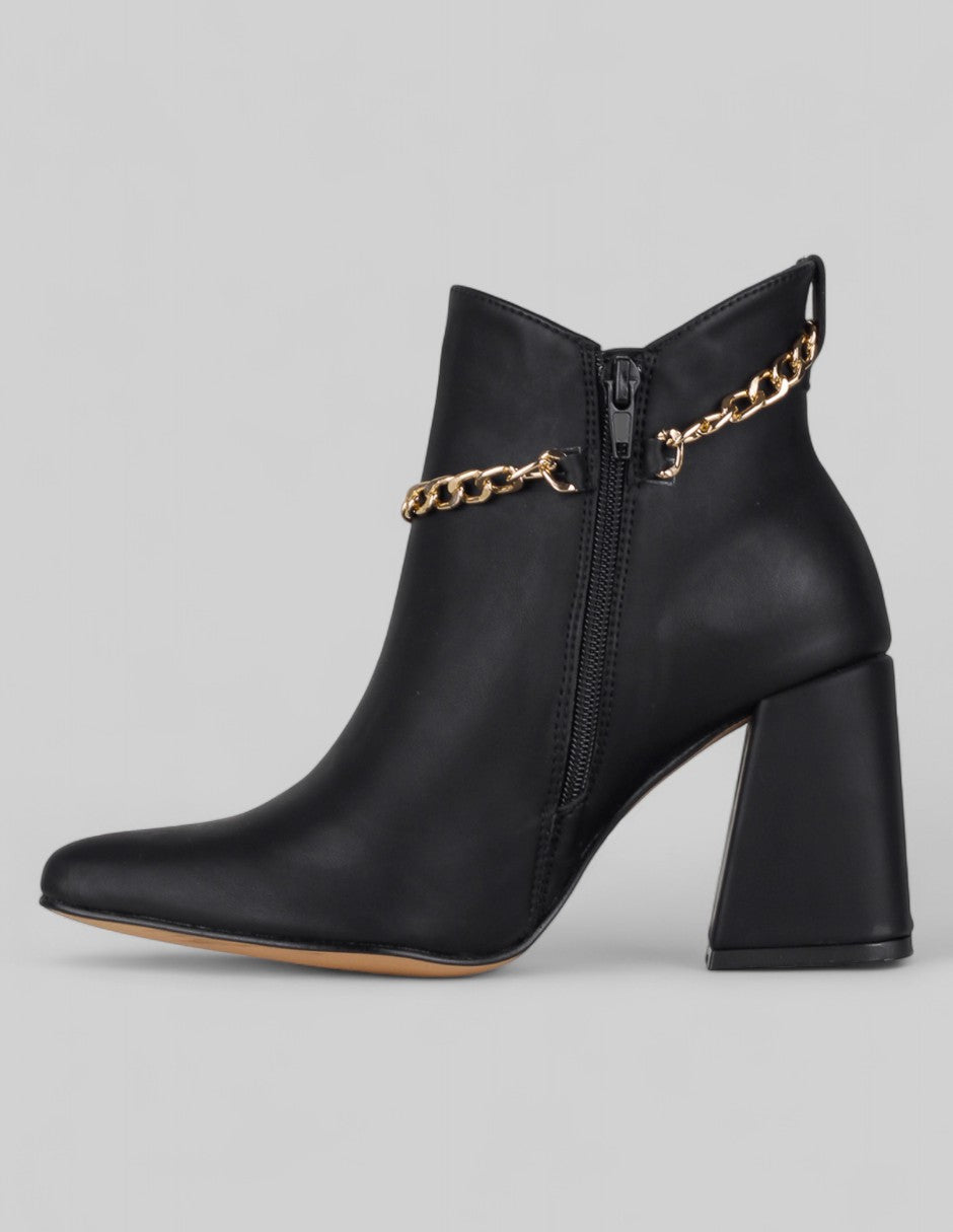 Botín con tacón Drop Day en Piel vegana – Negro