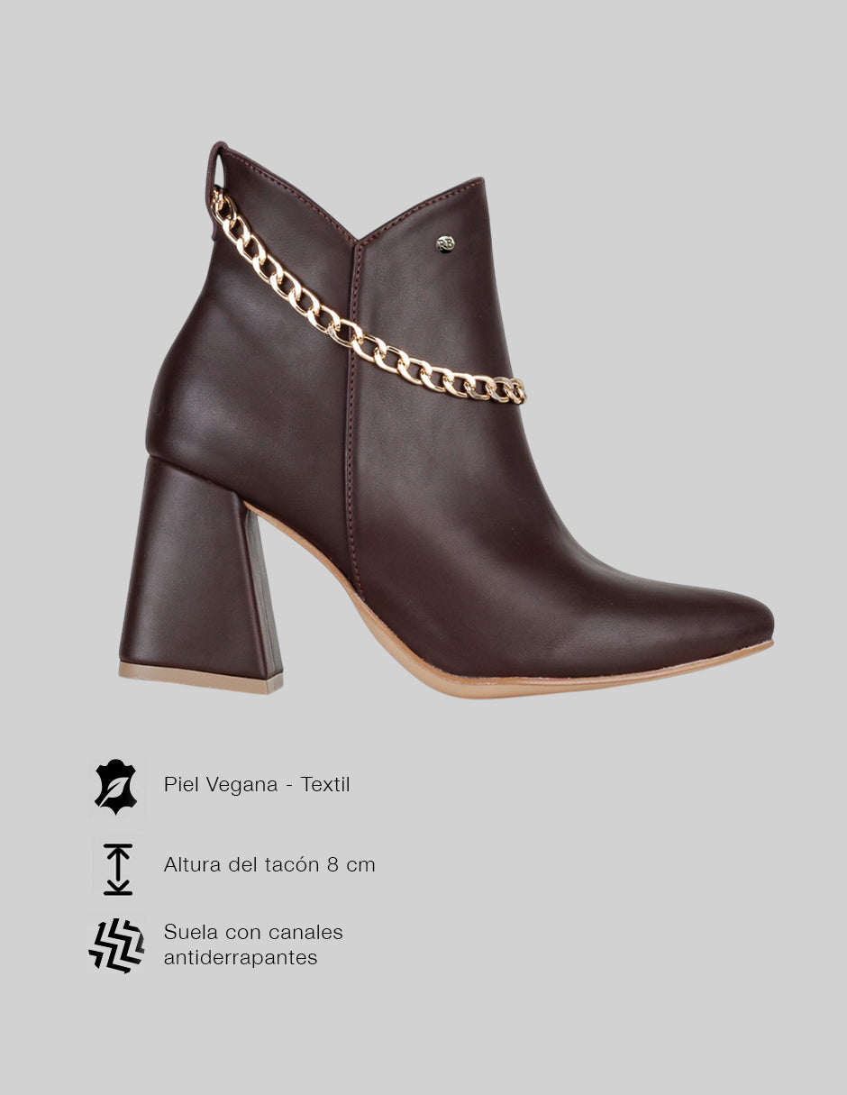 Botín con tacón Drop Day en Piel vegana – Café