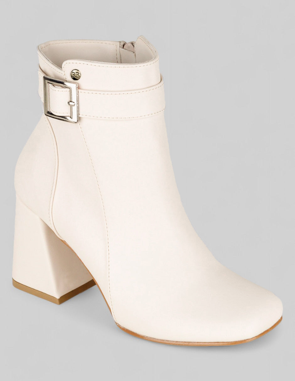 Botín con tacón Exterior Piel vegana Color Blanco Para Mujer De RBCOLLECTION