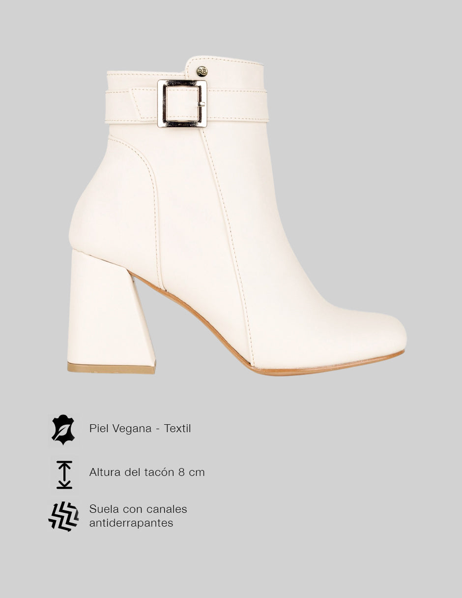 Botín con tacón Drop Day en Piel vegana – blanco