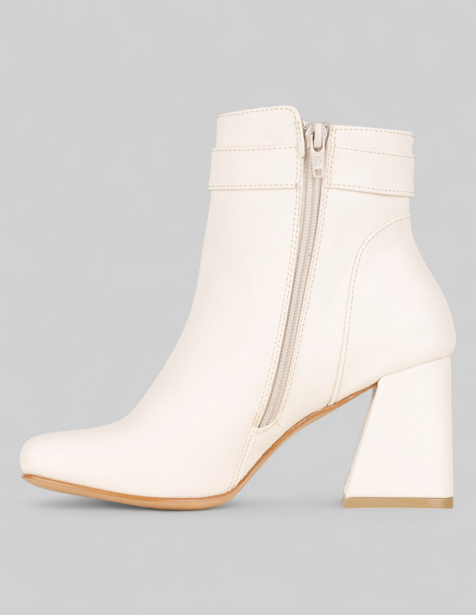 Botín con tacón Drop Day en Piel vegana – blanco