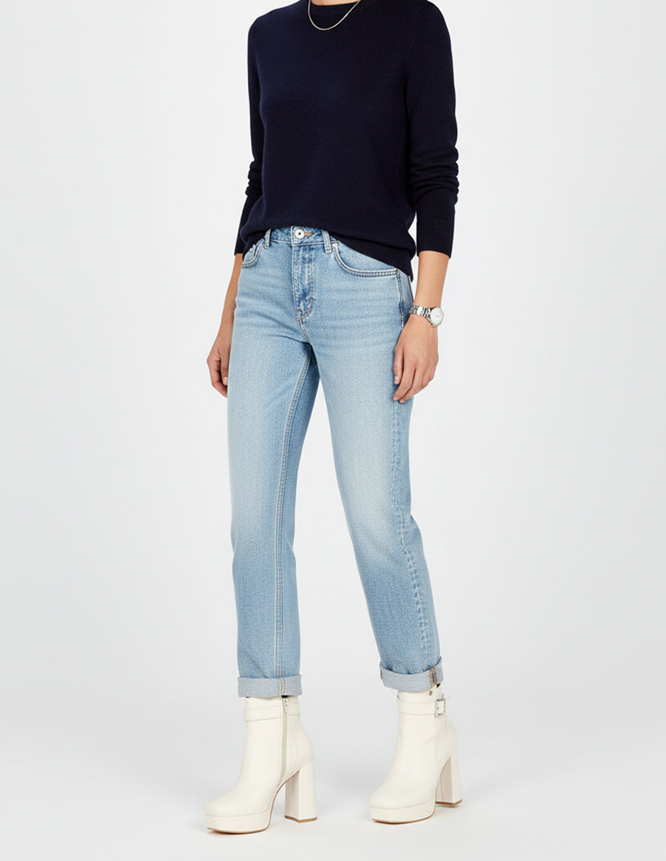 Botín con tacón Drop Day en Piel vegana – blanco