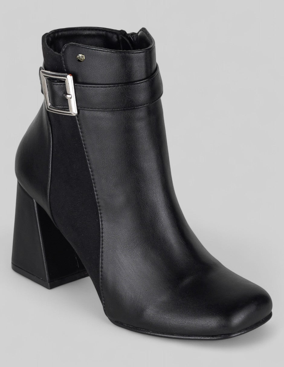 Botín con tacón Exterior Piel vegana Color Negro Para Mujer De RBCOLLECTION