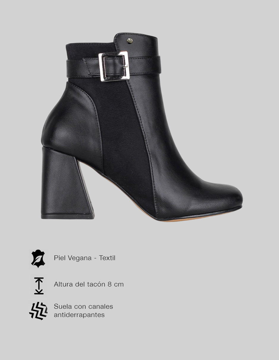 Botín con tacón Drop Day en Piel vegana – negro