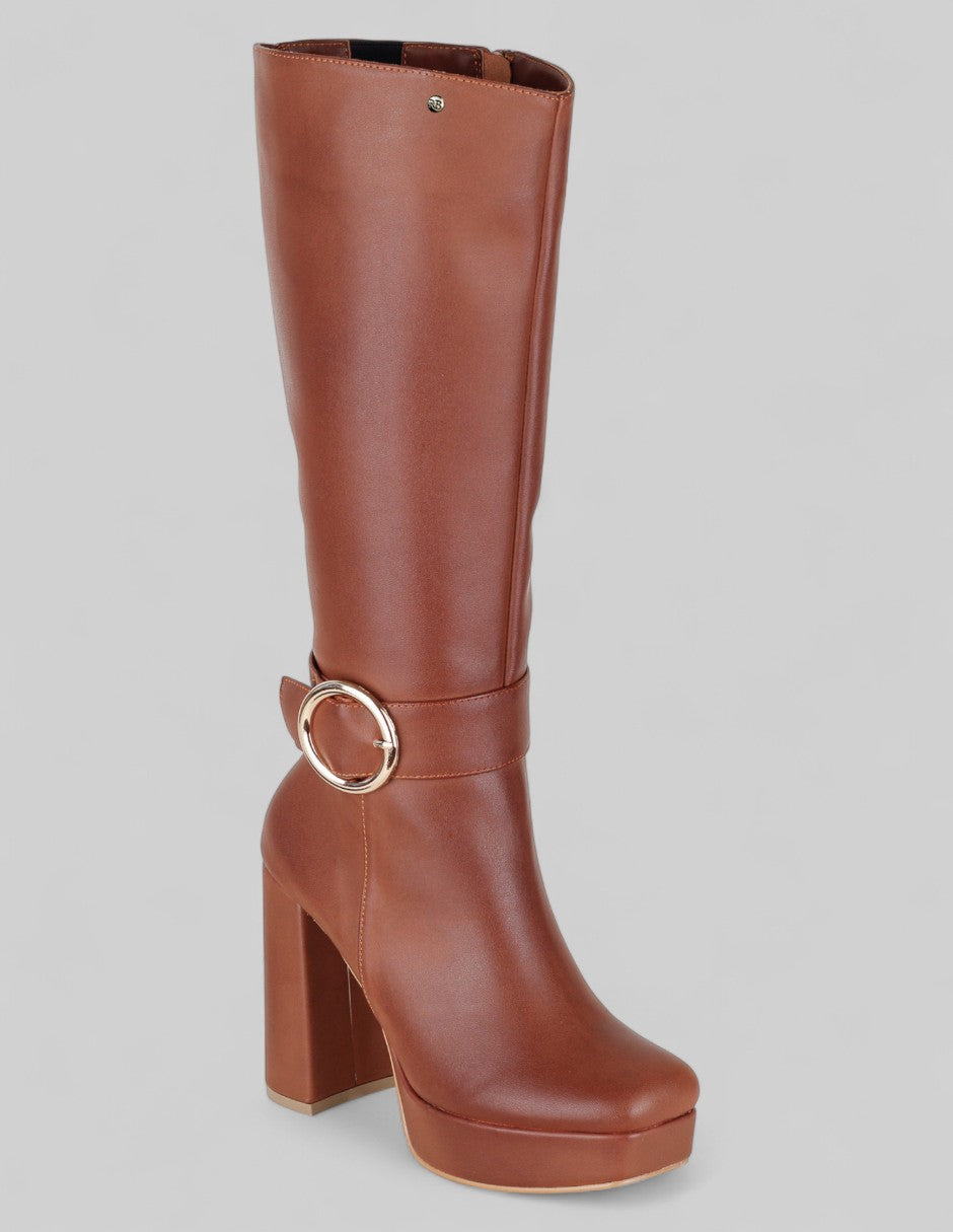 Botas altas Exterior Piel vegana Color Café Para Mujer De RBCOLLECTION