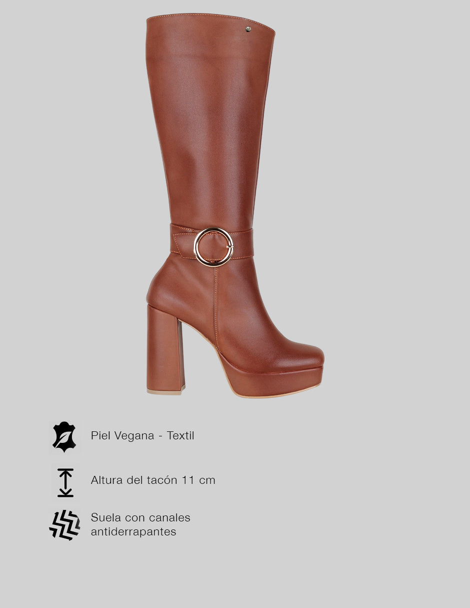 Botas altas Drop Day en Piel vegana – Café