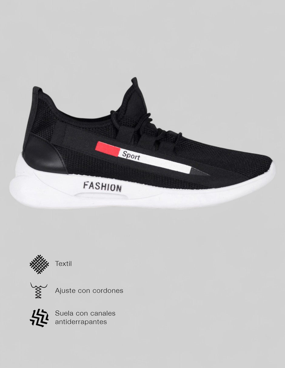 Tenis tipo deportivo  Stormer en Textil – Negro