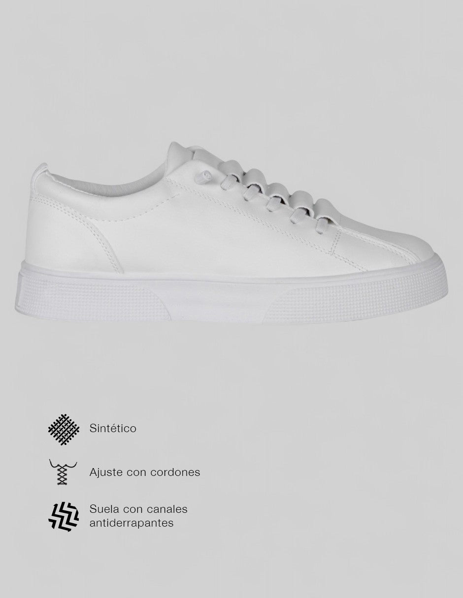 Tenis con cordones  Grid en Sintético – Blanco