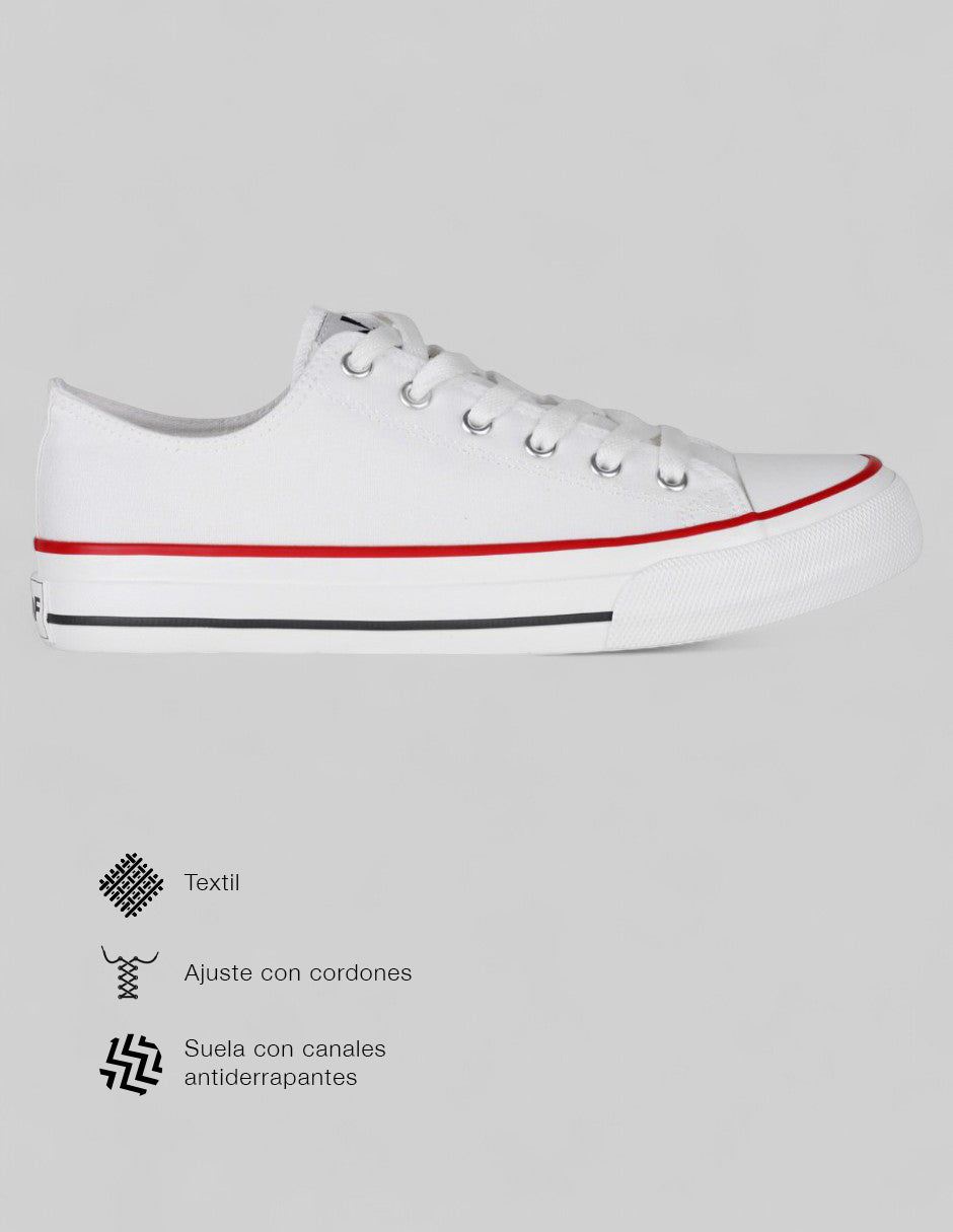 Tenis con cordones  Grid en Textil – Blanco