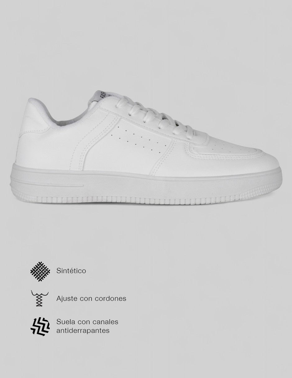 Tenis con cordones  Grid en Sintético – Blanco