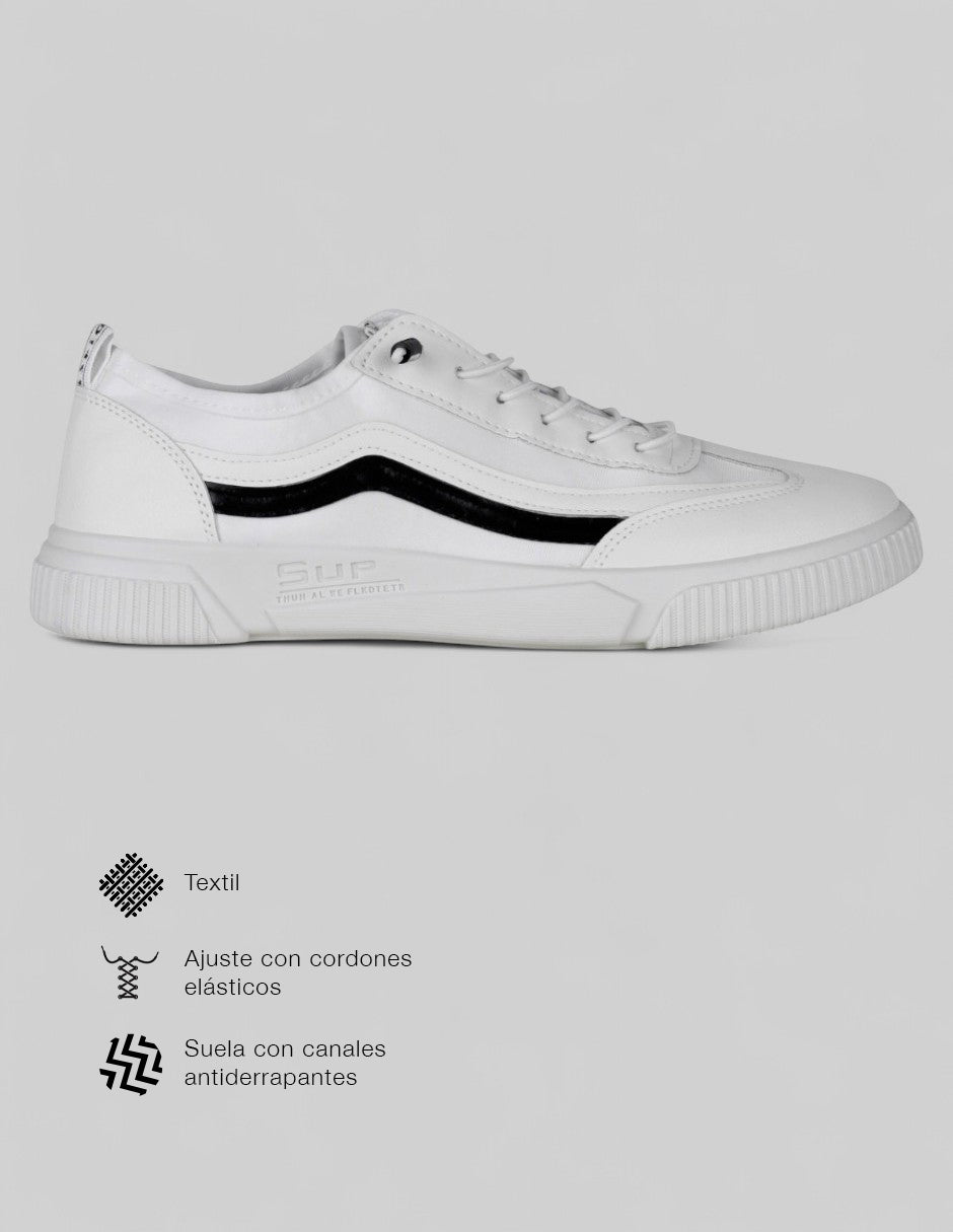 Tenis con cordones  Grid en Sintético – Blanco