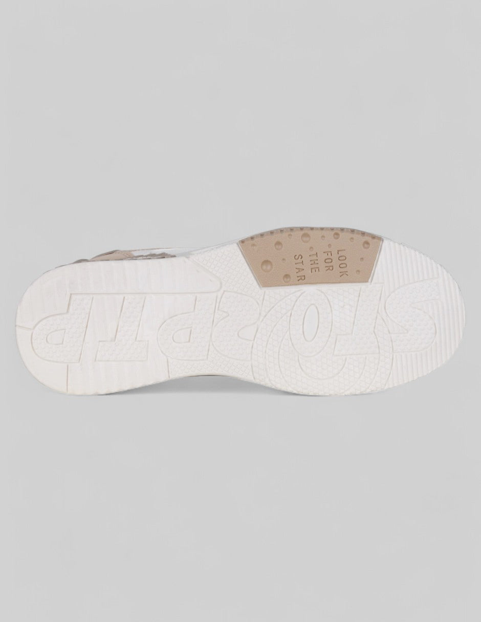 Tenis con cordones  Grid en Piel vegana – Beige