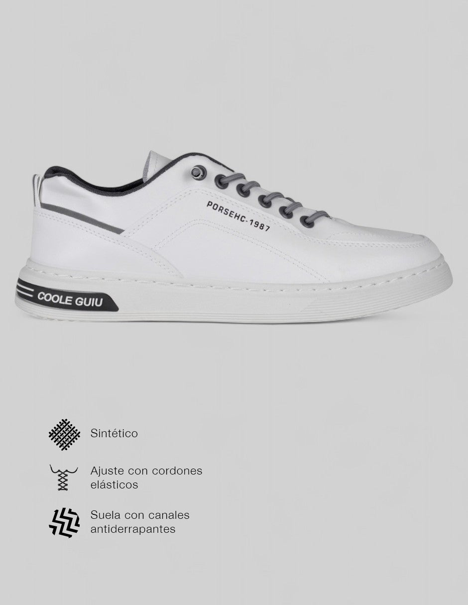 Tenis con cordones  Grid en Sintético – Blanco