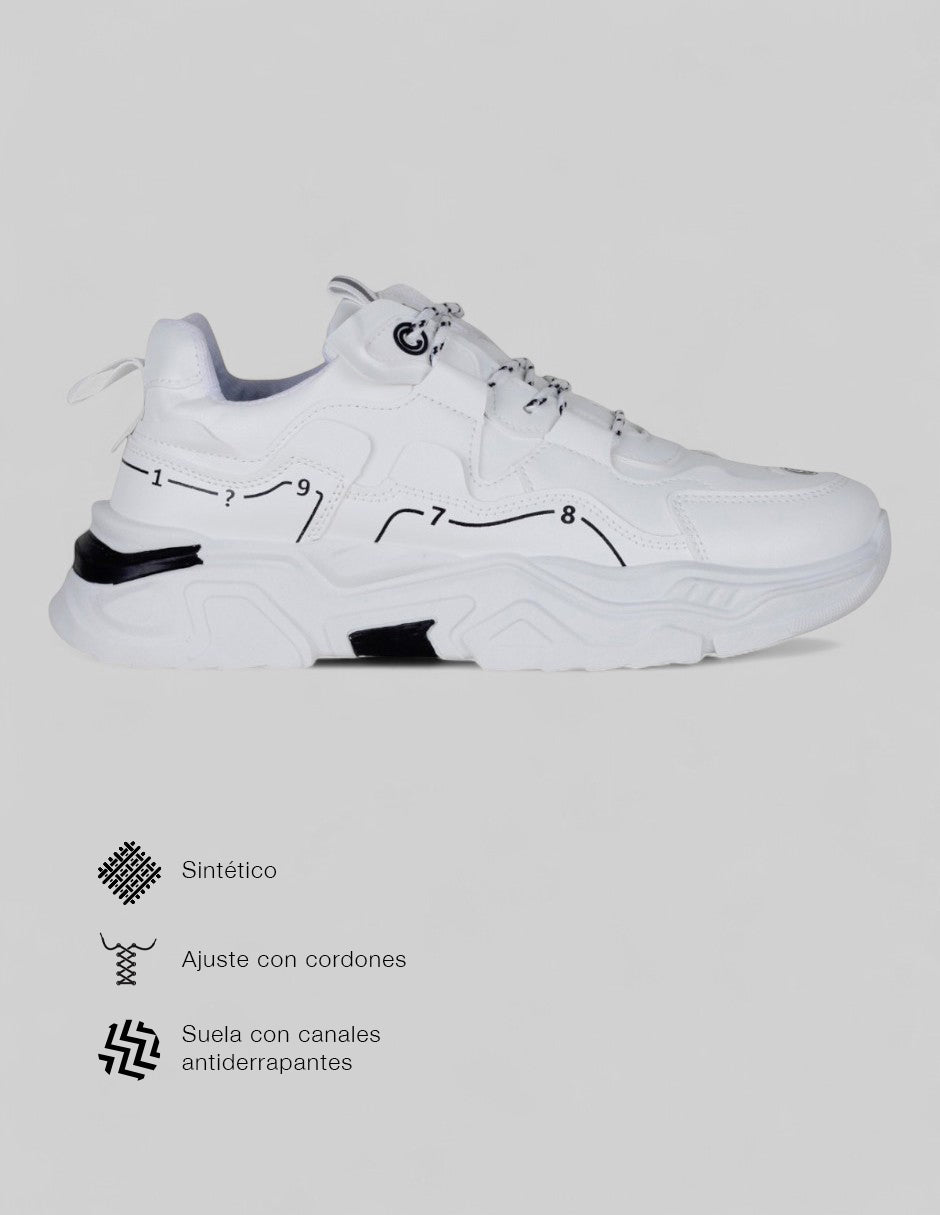 Tenis tipo deportivo  Stormer en Textil – Blanco