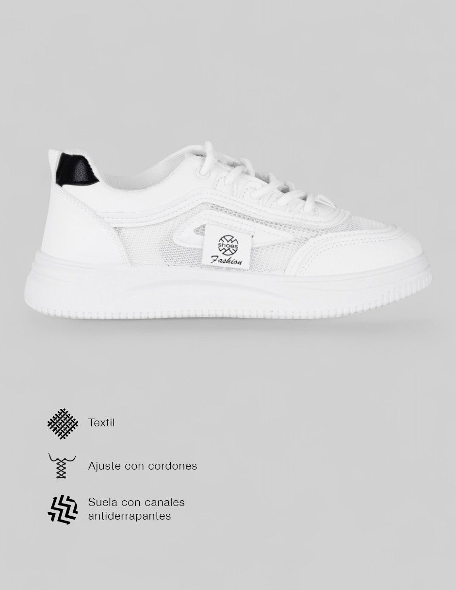 Tenis con cordones  Orbit en Textil – Blanco