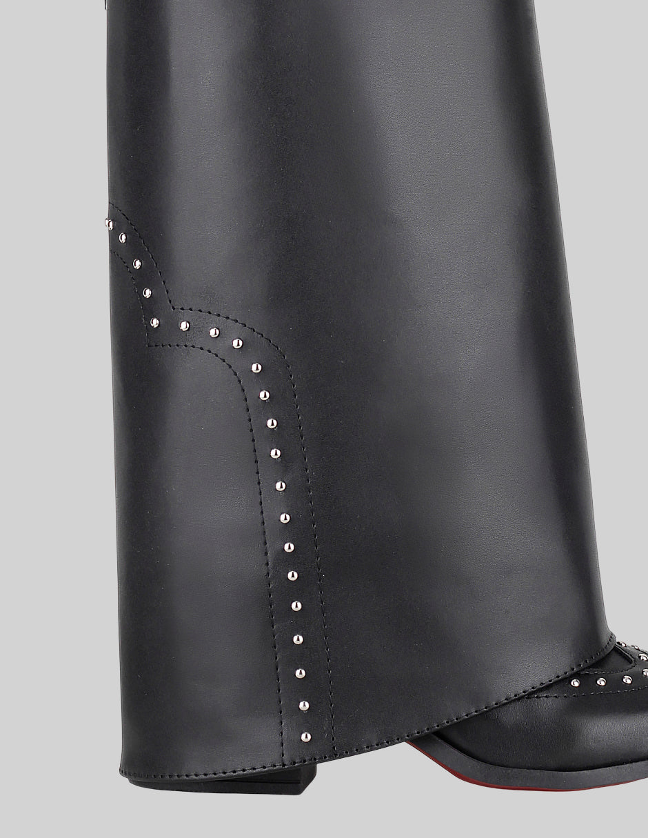 Botas altas Fold en Piel vegana – Negro