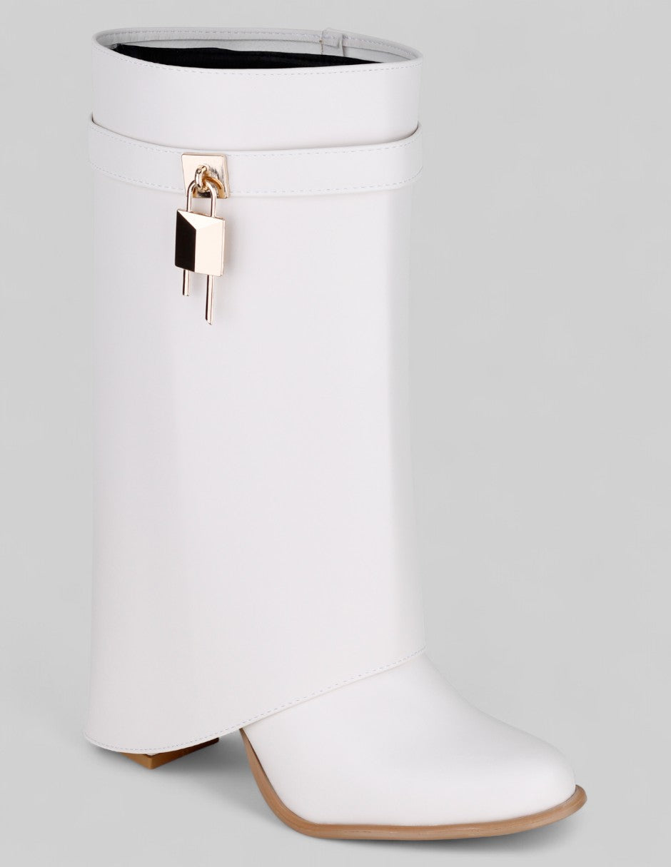 Botas altas Fold en Piel vegana – Beige