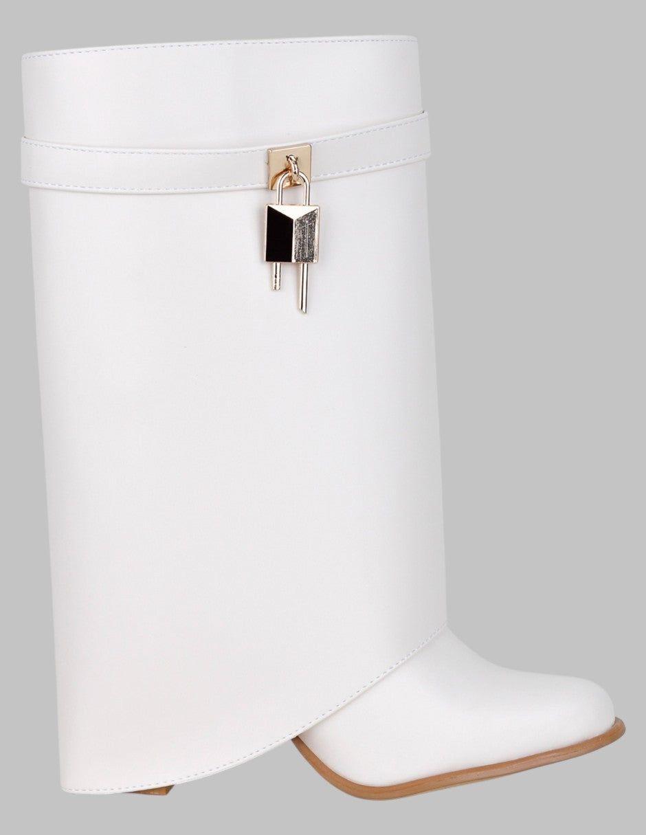 Botas altas Fold en Piel vegana – Beige