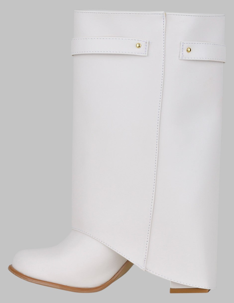 Botas altas Fold en Piel vegana – Beige